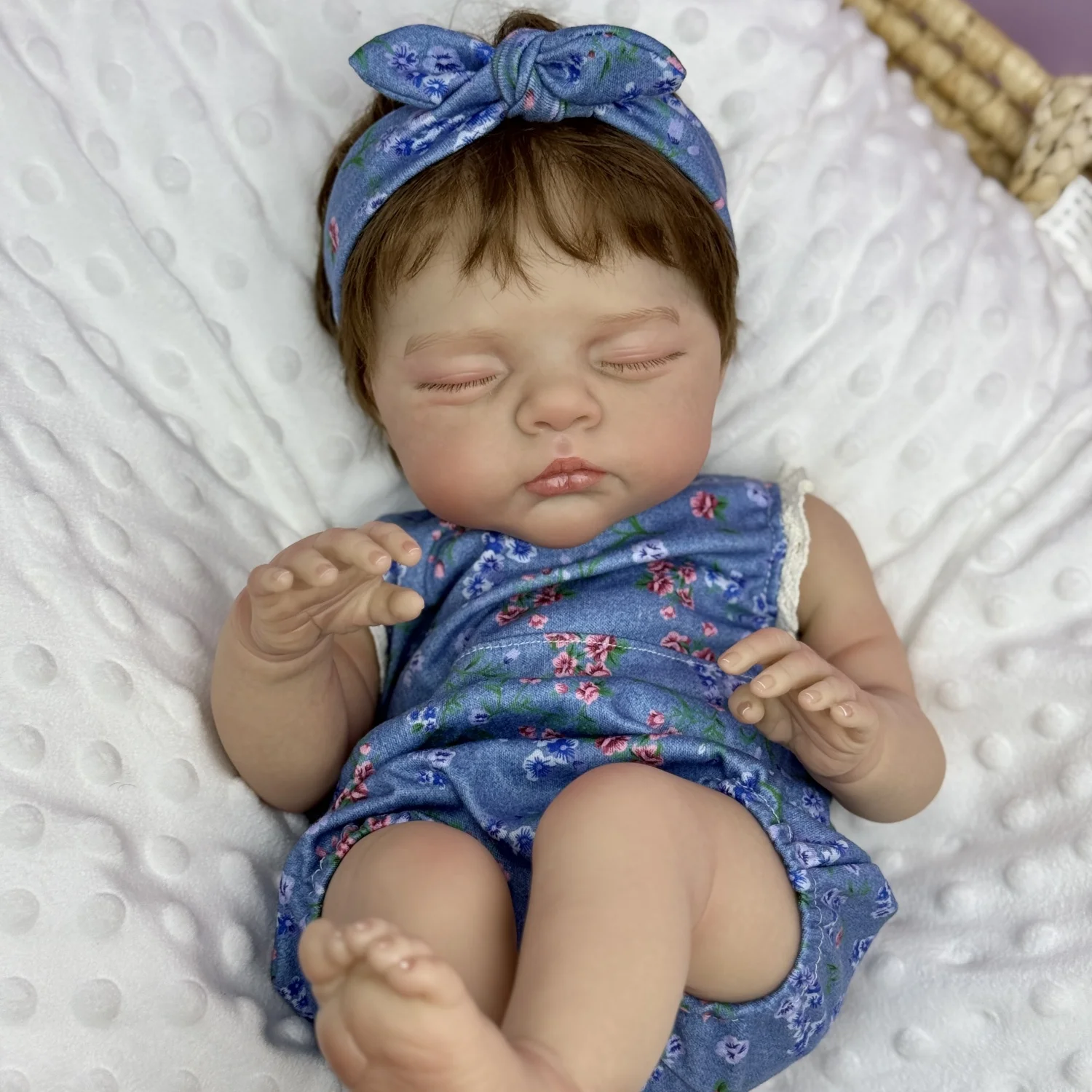 

48 CM Asleep Reborn Baby Doll Toy For Girl Lifelike Vinyl Limbs Cloth Body 19inch Handmade Doll Lovely Birthday Gift