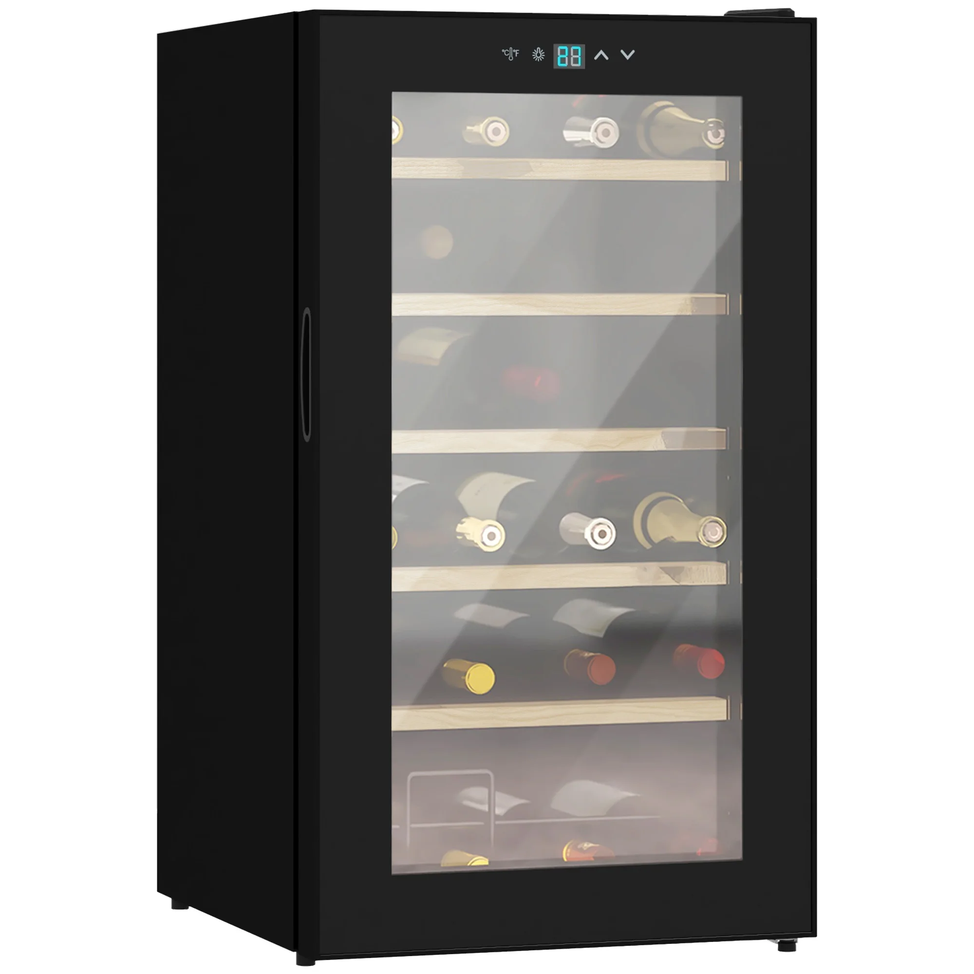 HOMCOM Wine Cooler 24 Bottles 65L With LED Light Indoor Touch Screen Black