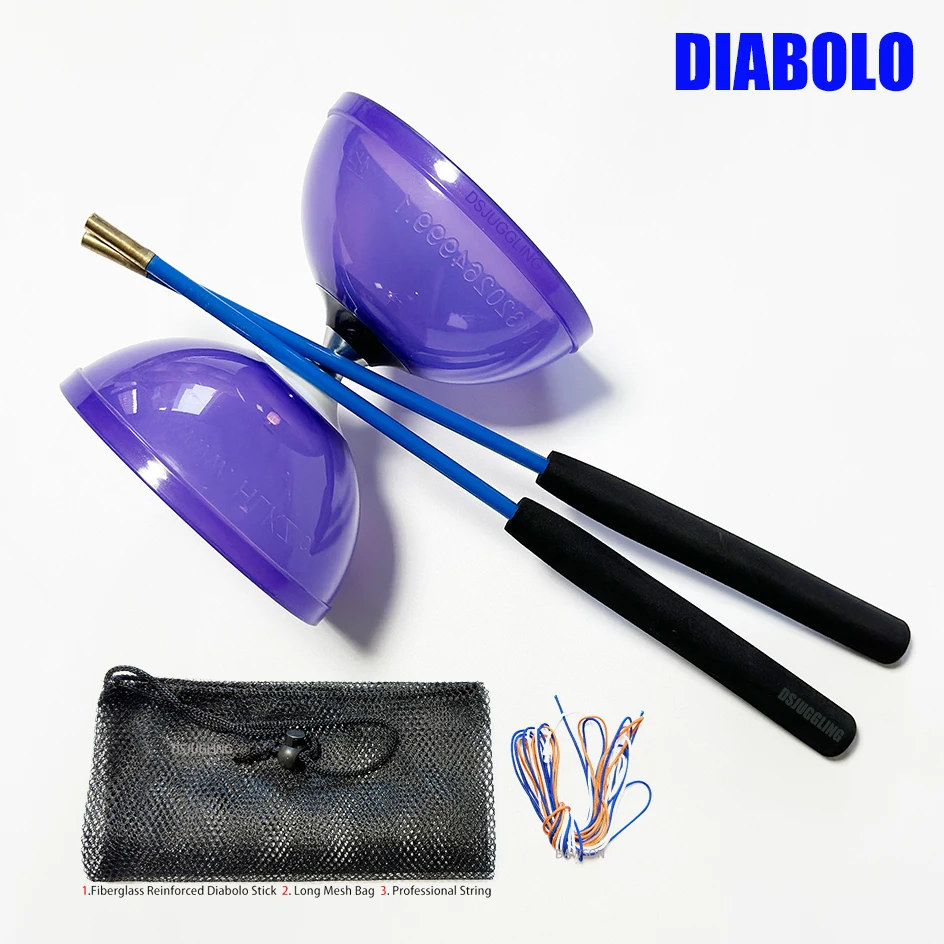 DSSSL Tri Bearings Diabolo Glass Fiber Sticks Set Packing Professional Grade Chinese Kong Zhu 10 Colors BBDS