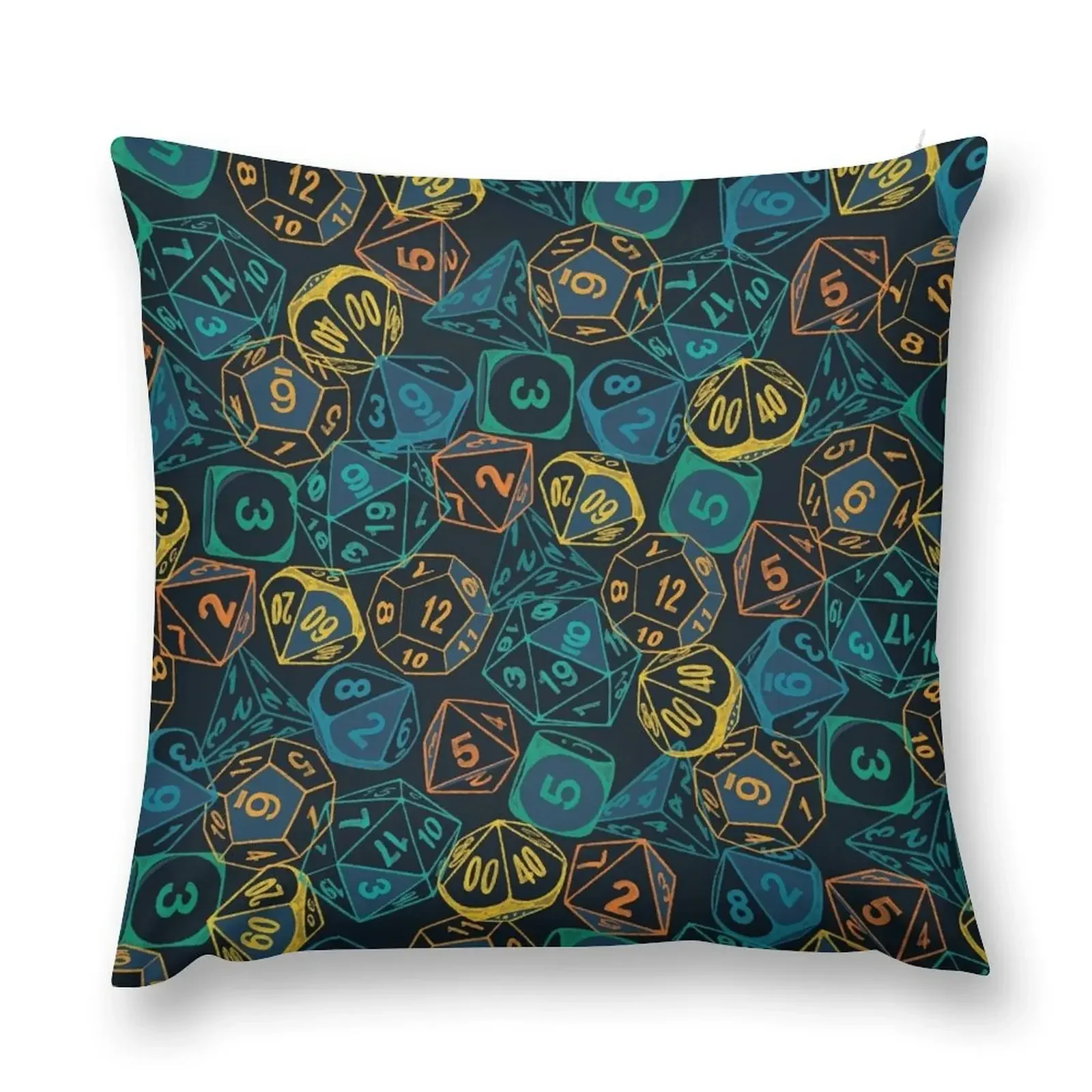 RPG Dice Teal Cluster Throw Pillow Couch Pillows Sofa Decorative Covers pillow