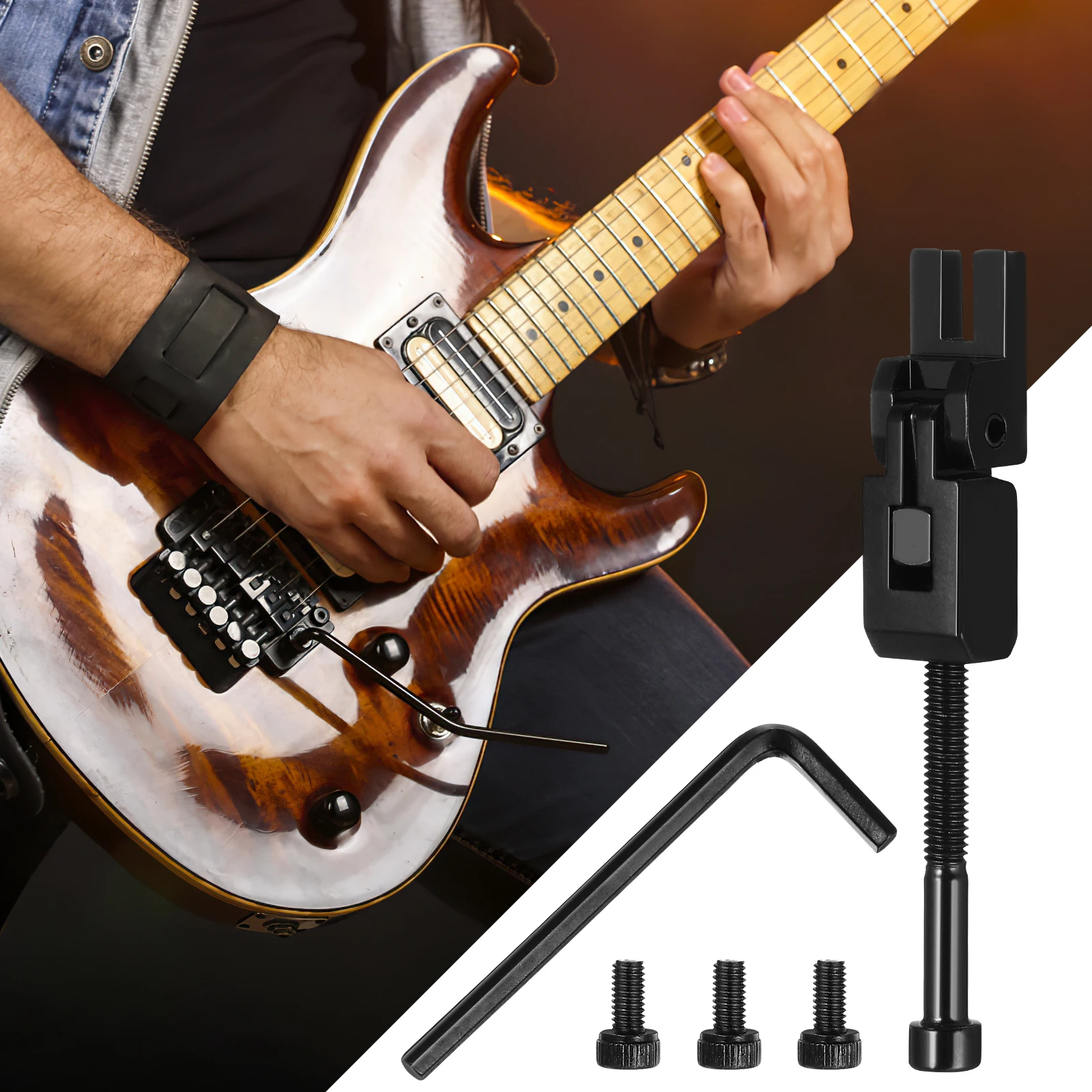 

Double Saddle Set Guitar Bridge Components Metal Finish Durable Sturdy Strings Tone Sustain Guitar Tremolo Parts
