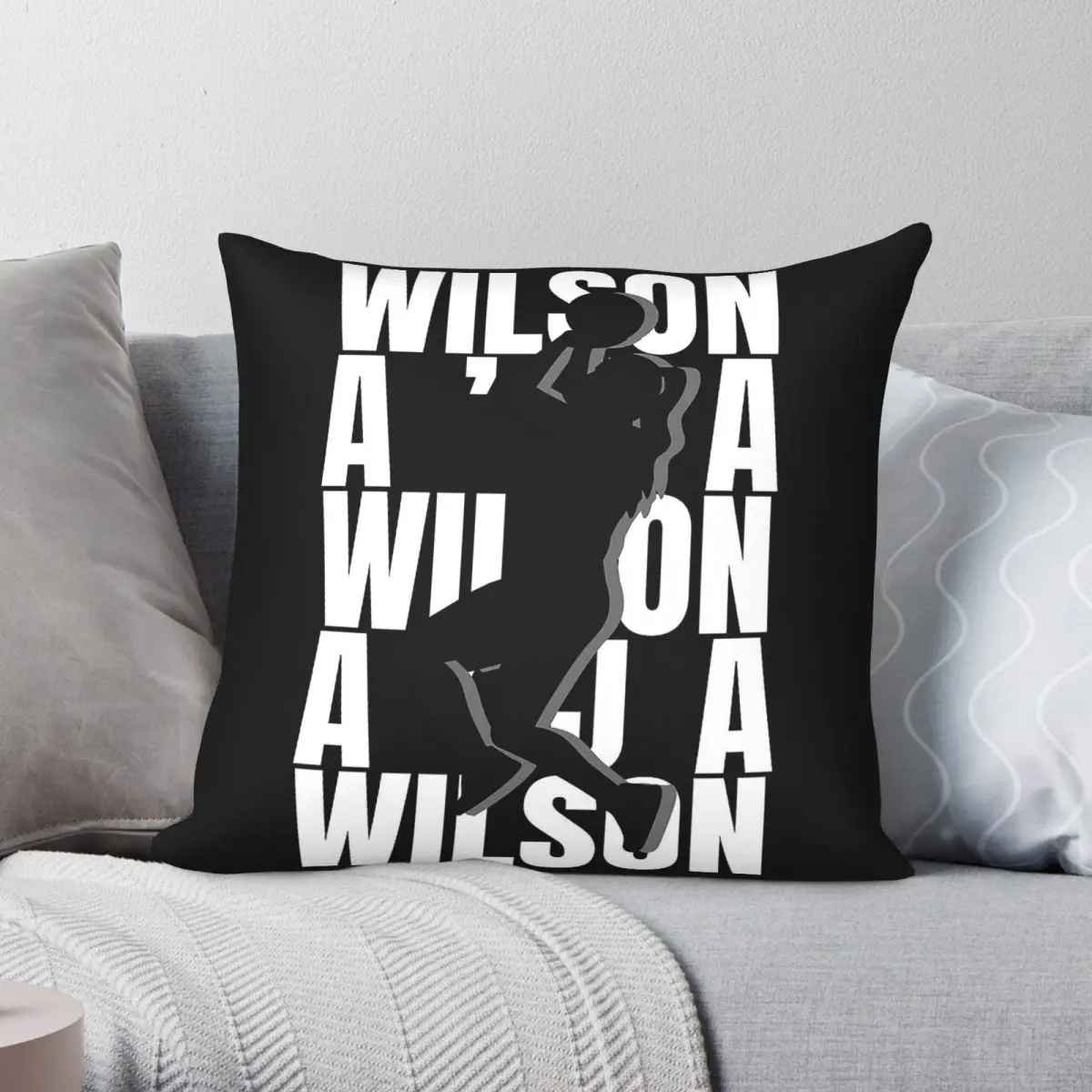 A'Ja Wilson Women Basketball Square Pillowcase Polyester Linen Velvet Creative Zip Decor Throw Pillow Case Room Cushion Cover