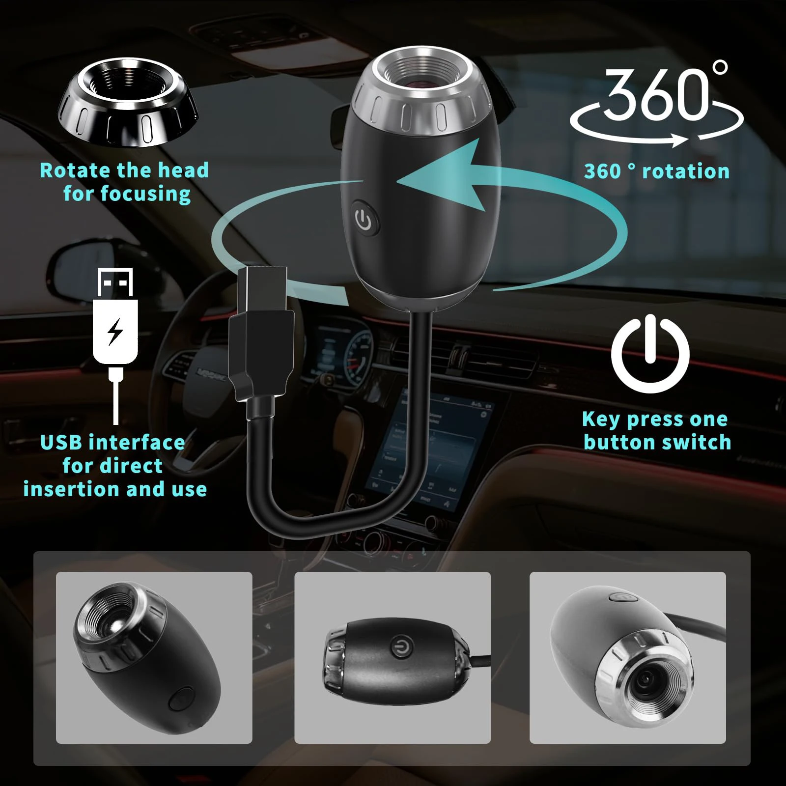 Fotografia 5: Projetor de Luz USB Galáxia para Carro, Luzes Noturnas Ambiente para Teto de Carro, Lâmpada de Projeção Ajustável para Atmosfera Interna de Carro, Decoração Romântica