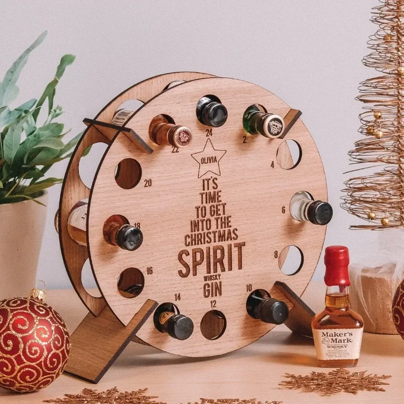 Christmas Countdown Wine Rack Christmas Tree Wine Bottle Holder Wooden Ornament Craft Decoration Home Decorations