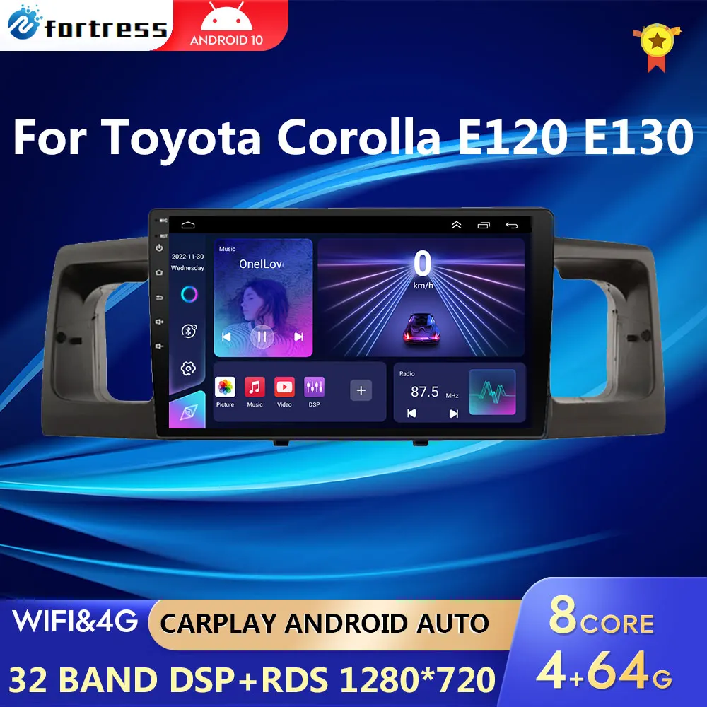 

For Toyota Corolla E120 e 120 BYD F3 2007-2011 DSP IPS 6GRAM Android 11.0 WiFi Car Radio Multimedia Video Player carplay auto