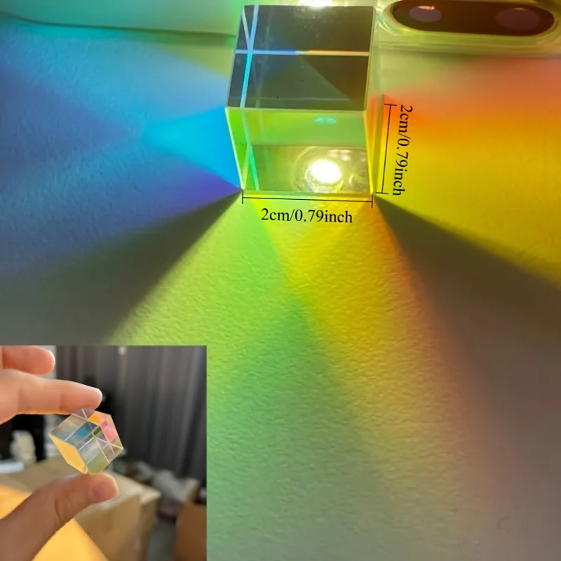 مكعب X-Cube الزجاجي البصري بلونين: منشور مقسم شعاع RGB، هدية تعليمية، فيزياء الفصول الدراسية