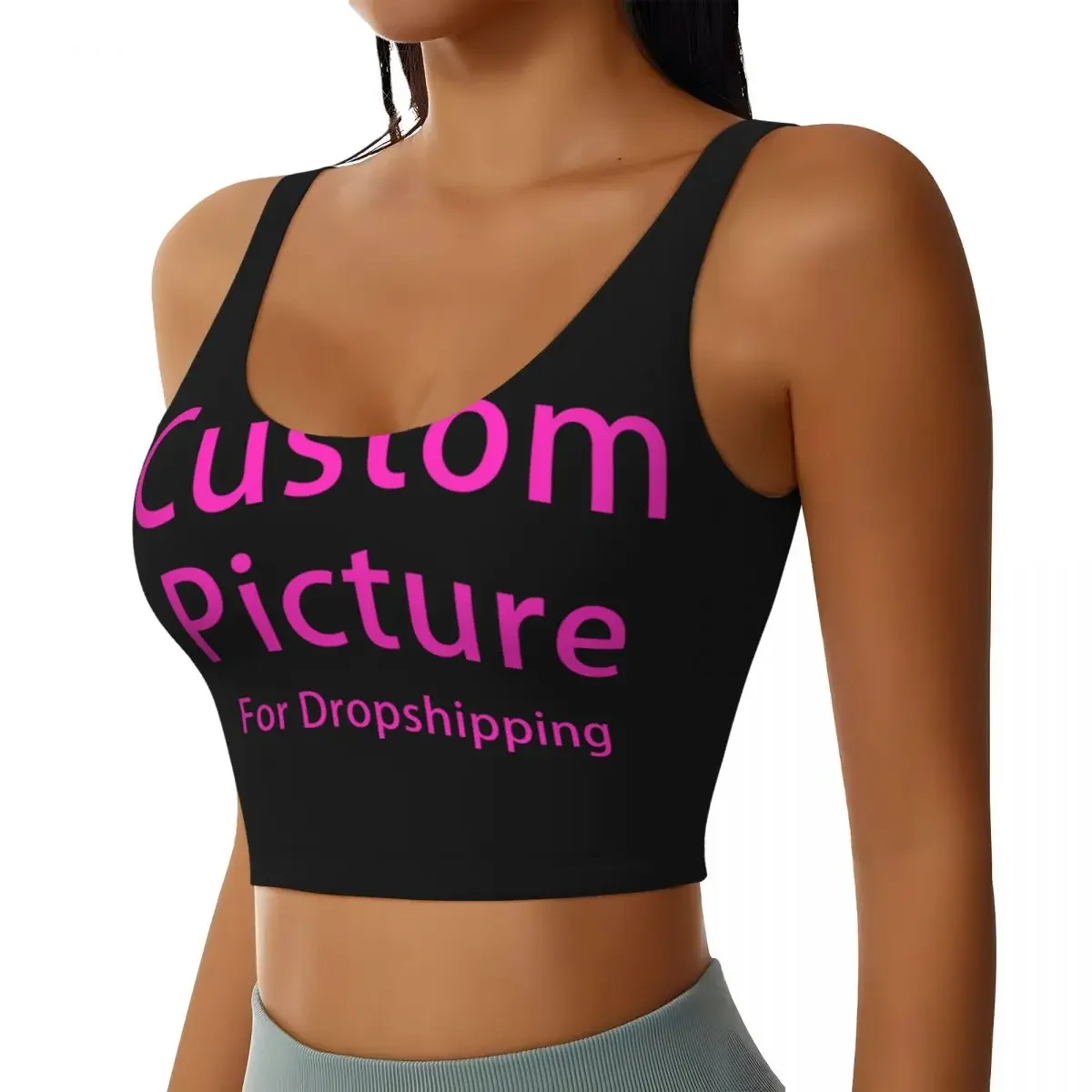 مخصص شخصية مخصصة شعار الصورة عالية التأثير حمالات الصدر الرياضية النساء مخصصة DIY طباعة سلس تجريب الجري المحاصيل تانك القمم