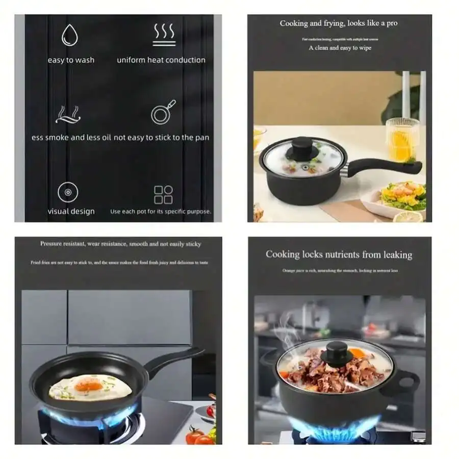 Nonstick Cookware Set, 13pcs Pots And Pans Set Non-Stick, Portable Lightweight Camping Cookware Kits With Glass Lids And Nylon U