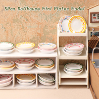Dollhouse Simulation Plates Set of 5, 1/12 Scale Kitchen Accessories for Pretend Play