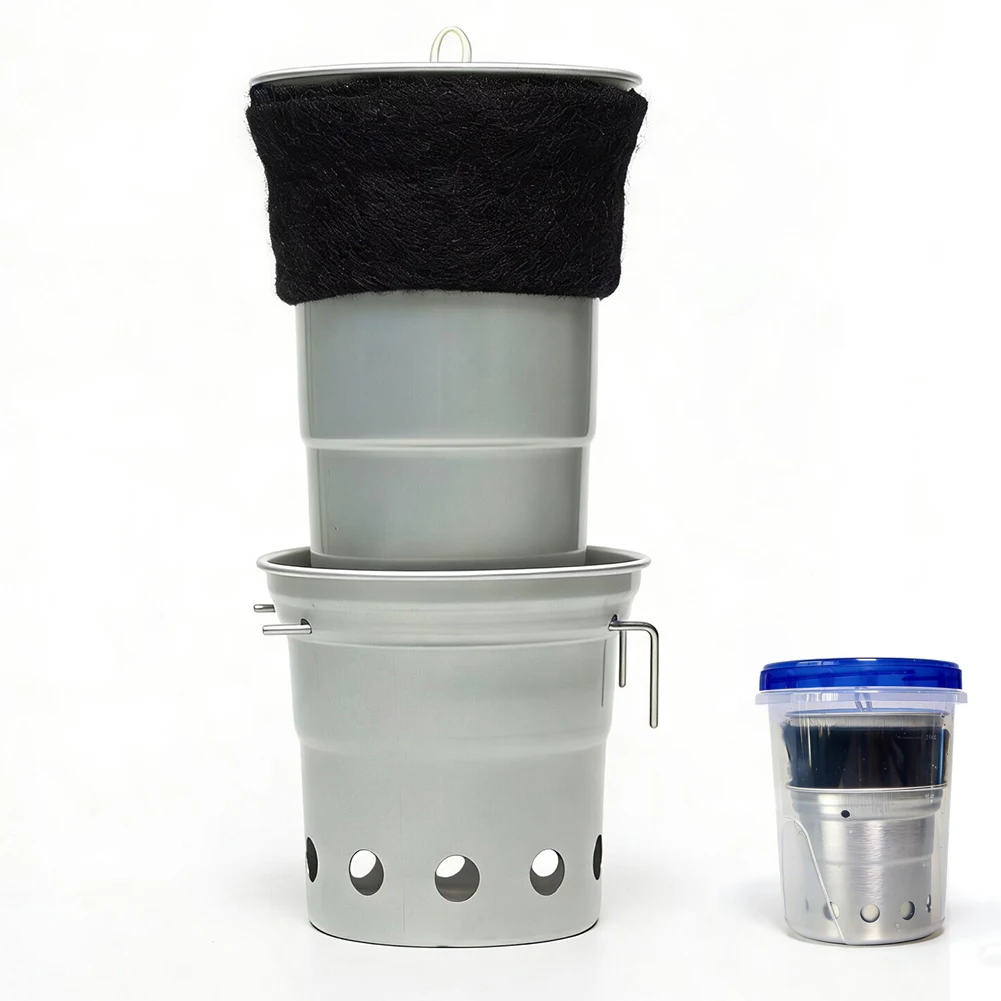 

Ultra-Light 550ML Camping Aluminum Pot with Insulated Carbon Felt Coaster + Alcohol Stove Rack + PP Storage Box