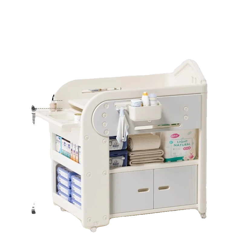 Diaper Table Baby Care, Newborn Crib Multi-function, Mobile Diaper Changing Toddler Bath Table