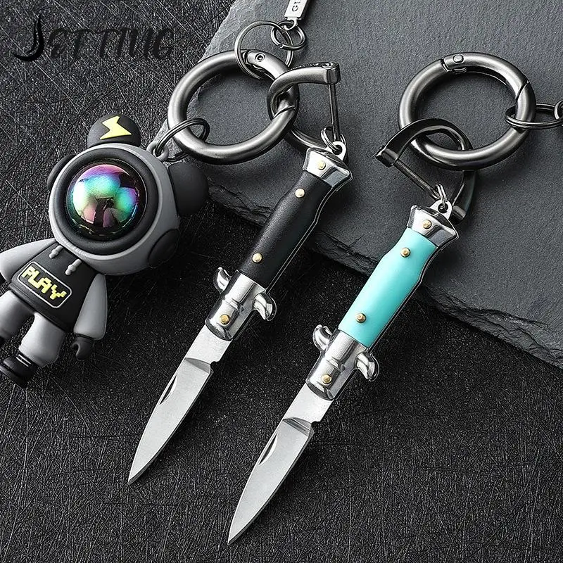 Aço inoxidável portátil Folding Mini Pocket Knife Multifuncional Keychain Pendant, cortador de lâmina, Camping Tool, abridor ao ar livre