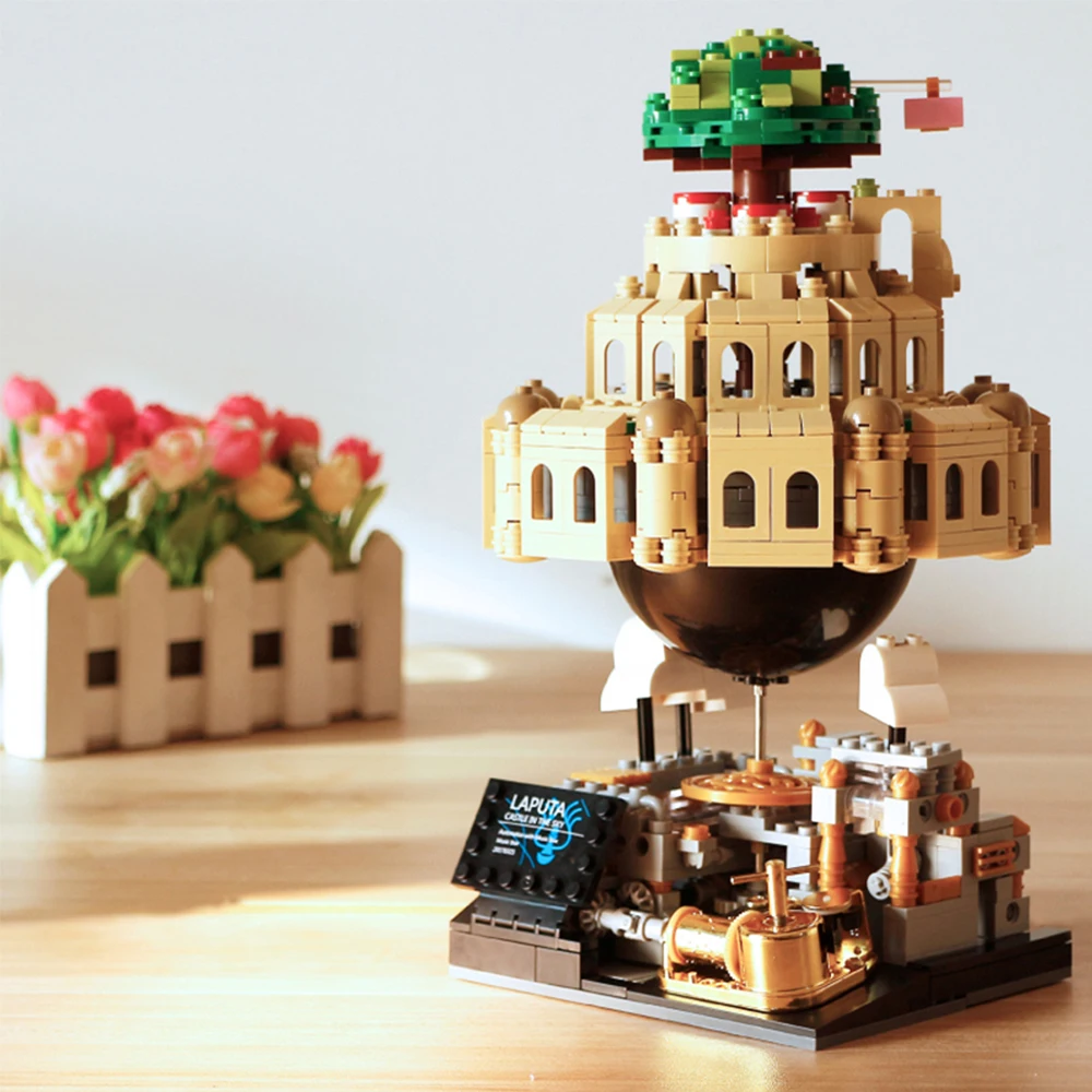 1179PCS Anime Film Castle In The Sky Music Box Building Blocks Robot Soldier Monster Laputa Character Mech Bricks Toy Kids Gift