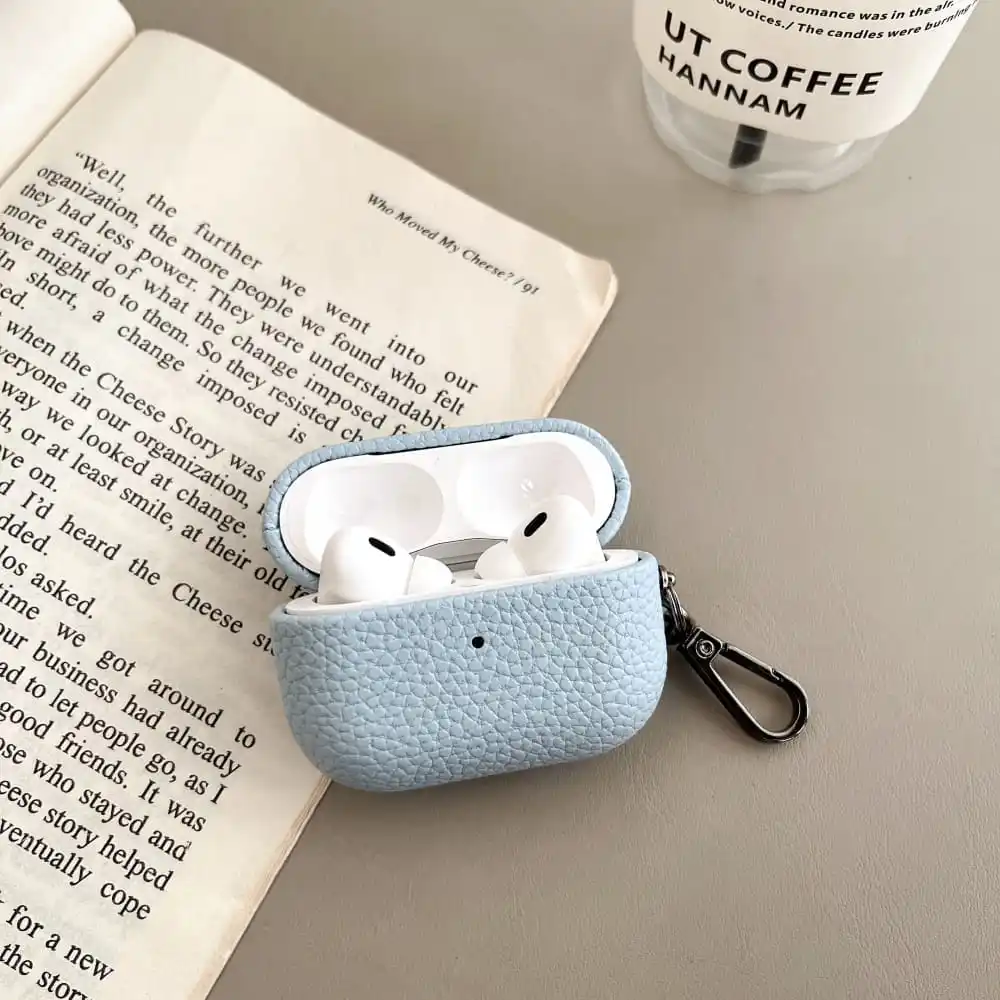 Ins Solid Color Lychee Pattern Earphone Protective Case for AirPods 1 2 3 Pro 2rd Hot Sale Soft Leather Anti-fall Protect Cover