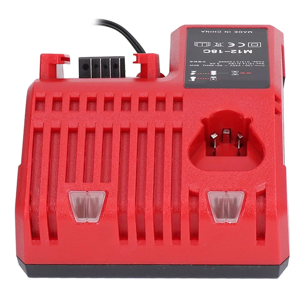 Plastic Lithium Battery Charger US Plug Wall Mount Power Tool Charger Red Black Housing Charging Indicator