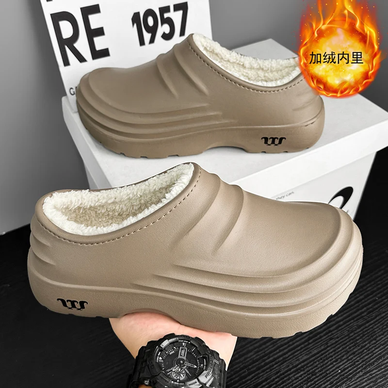 Winter Plush Supper Warm Chef Shoes for Men Women Very Soft Rubber Sandals Clogs Garden Shoes Without Holes Kitchen Work