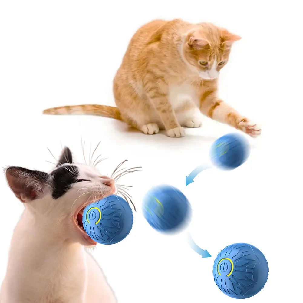 Cat Interactive Ball Toys USB Rechargeable Automatic Rolling Ball Self Rotating Ball Fast Rolling Ball for Indoor Cat Kitten