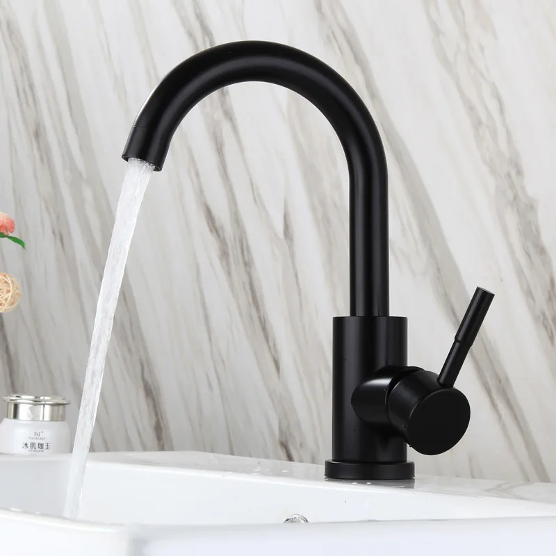 Bathroom Basin Faucet Matte Black Series for Sink Vessel Stainless Steel Hot and Cold Water Mixer Tap Crane