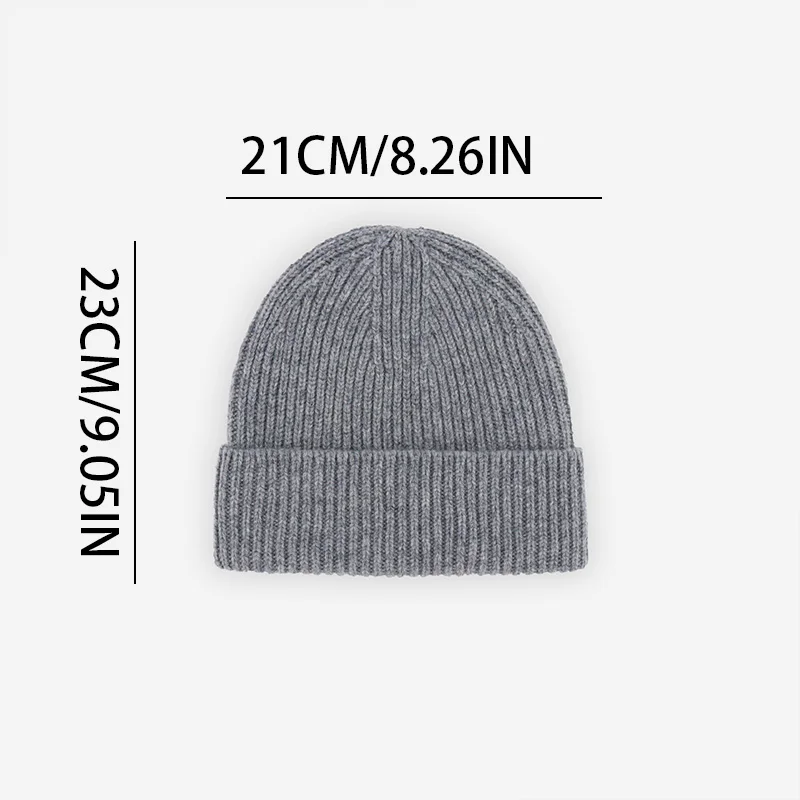 قبعة رمادية فاخرة، قبعة محبوكة من مزيج الصوف الأكريليك للنساء، قبعة شتوية دافئة على الطراز الشمالي، إكسسوار كاجوال أنيق