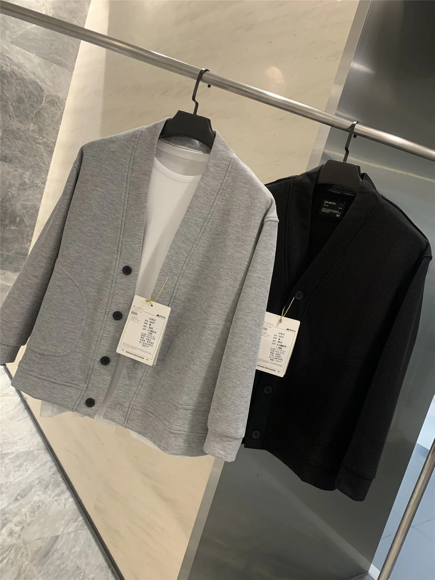 

Ретро-кардиган в японском стиле с вафельным узором, 400 г, V-образный вырез, повседневная верхняя одежда для весны и осени, устойчивая к деформации