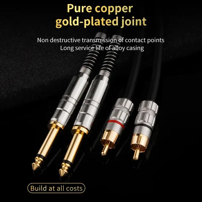 YYTCG 6.35mm Audio Line Cable Stereo Jack Male to 2 RCA Male Cable for PC DVD TV VCR MP3 Speakers Video Audio Cable Cord 1.5m 2m