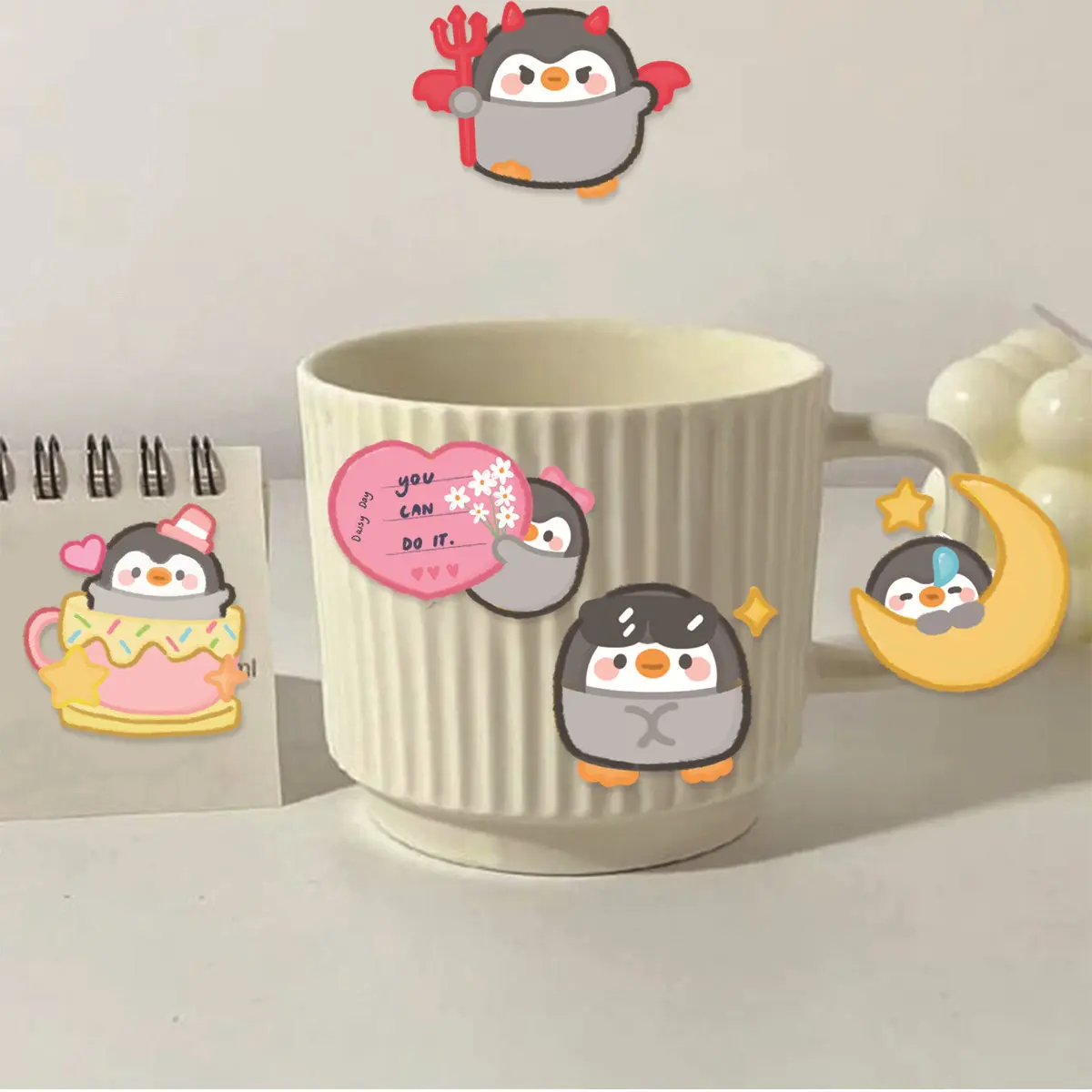 Etori Life 45 PCS Cute Cartoon Animal Little Penguin Student DIY Stationery Decoration Stickers Suitable for Cups,Scrapbooks