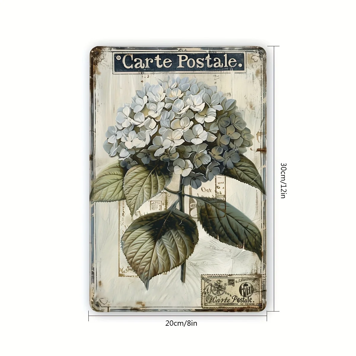 A Rustic Vintage Hydrangea Iron Sign, Medium Size, Waterproof And Rust-Resistant, Easy to Clean, Wall-Mounted with Pre-Drilled H