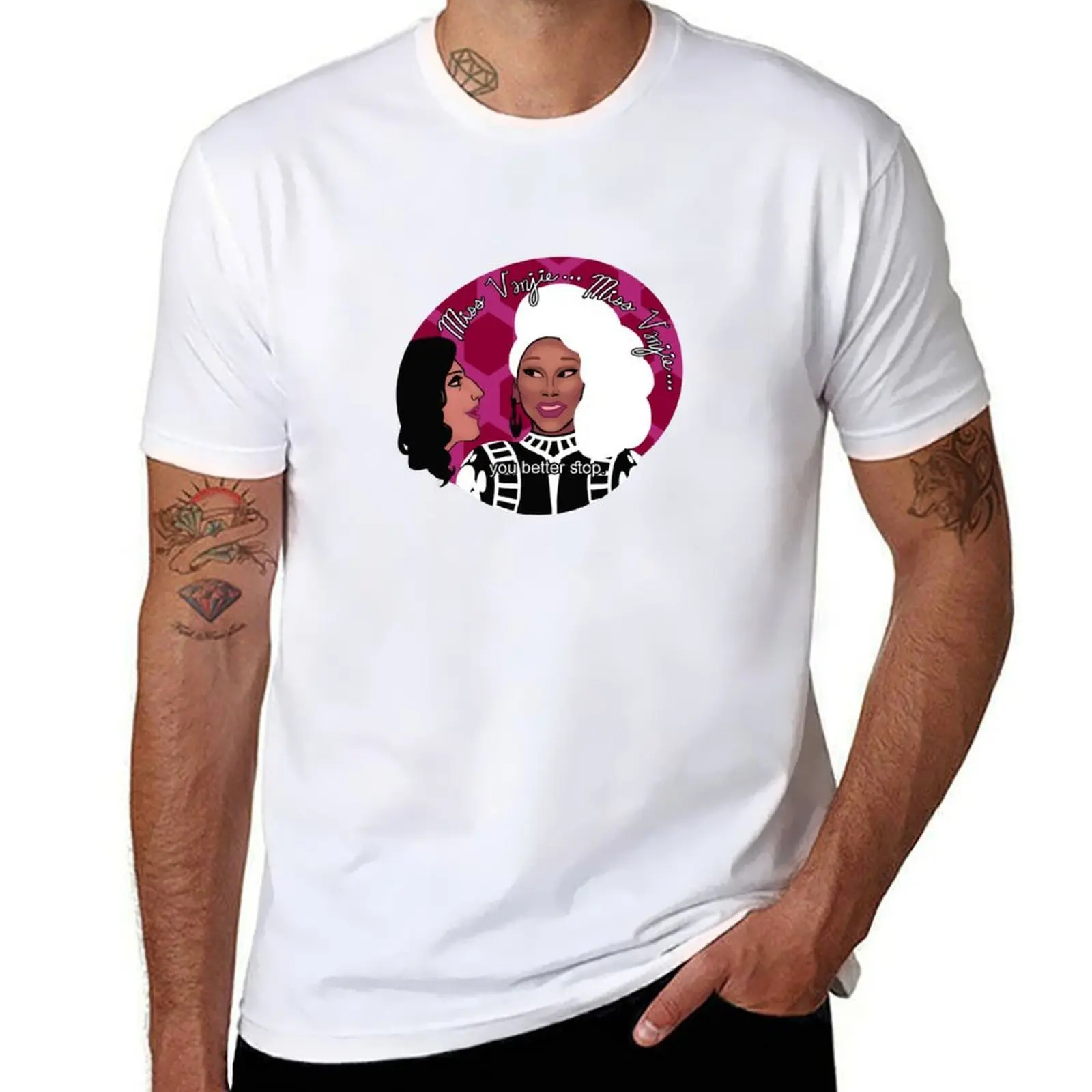 

Vanjie Interactions T-Shirt cotton tshirt 100% black cotton t-shirt plain for man package T-Shirt