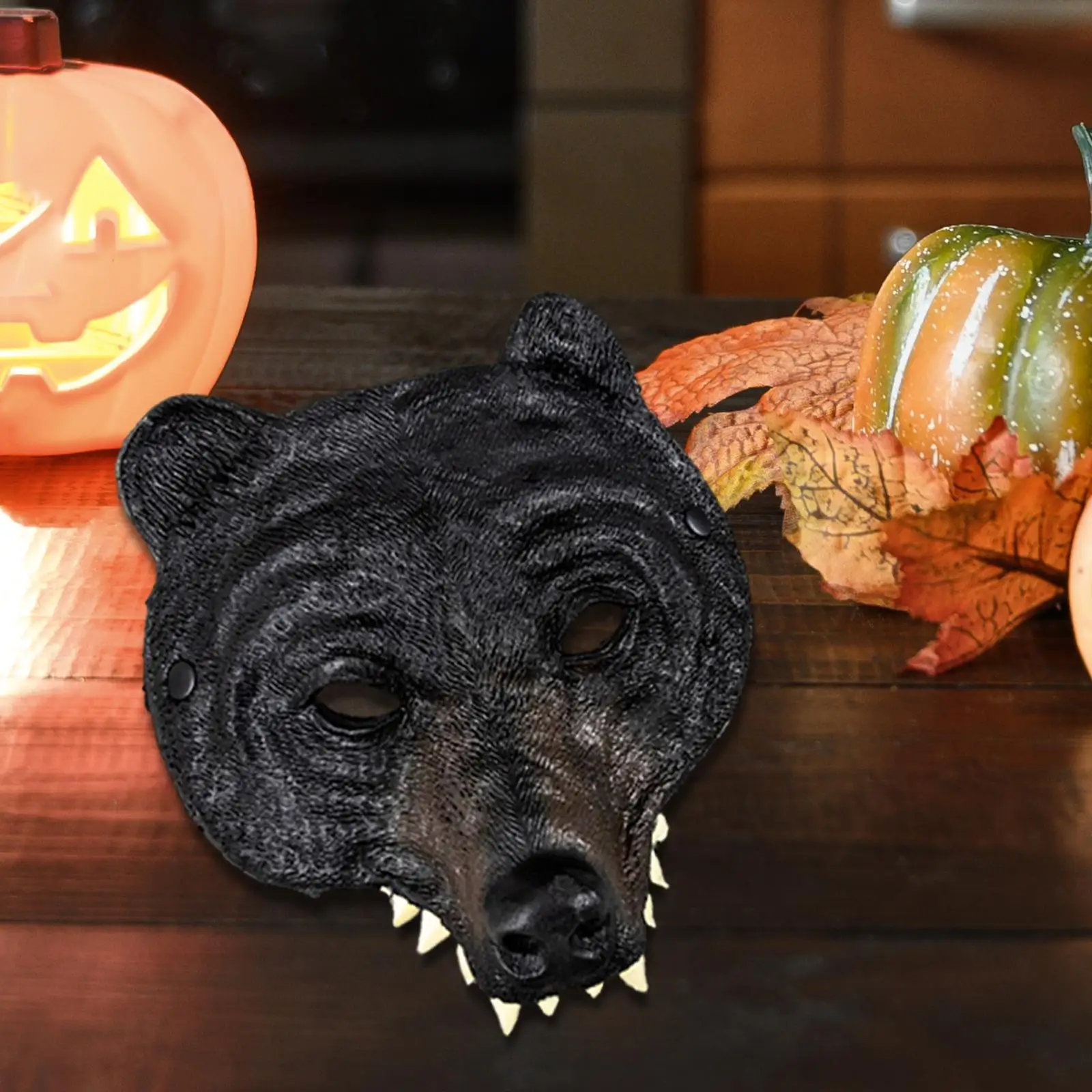 Black Bear Mask Soft Novelty PU Costume Accessory Bear Cosplay Mask Half Face Mask for Holiday Stage Performance Party