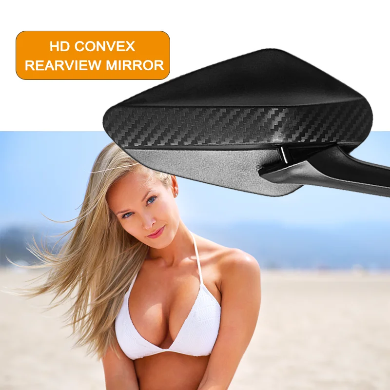 

2Pcs Universal Carbon Fiber Motorcycle Rearview Convex Mirrors 8mm For Niu Kqi3 Pro M1 N1s Ngt N1 Uqi NQi GT NXT RQi MQi