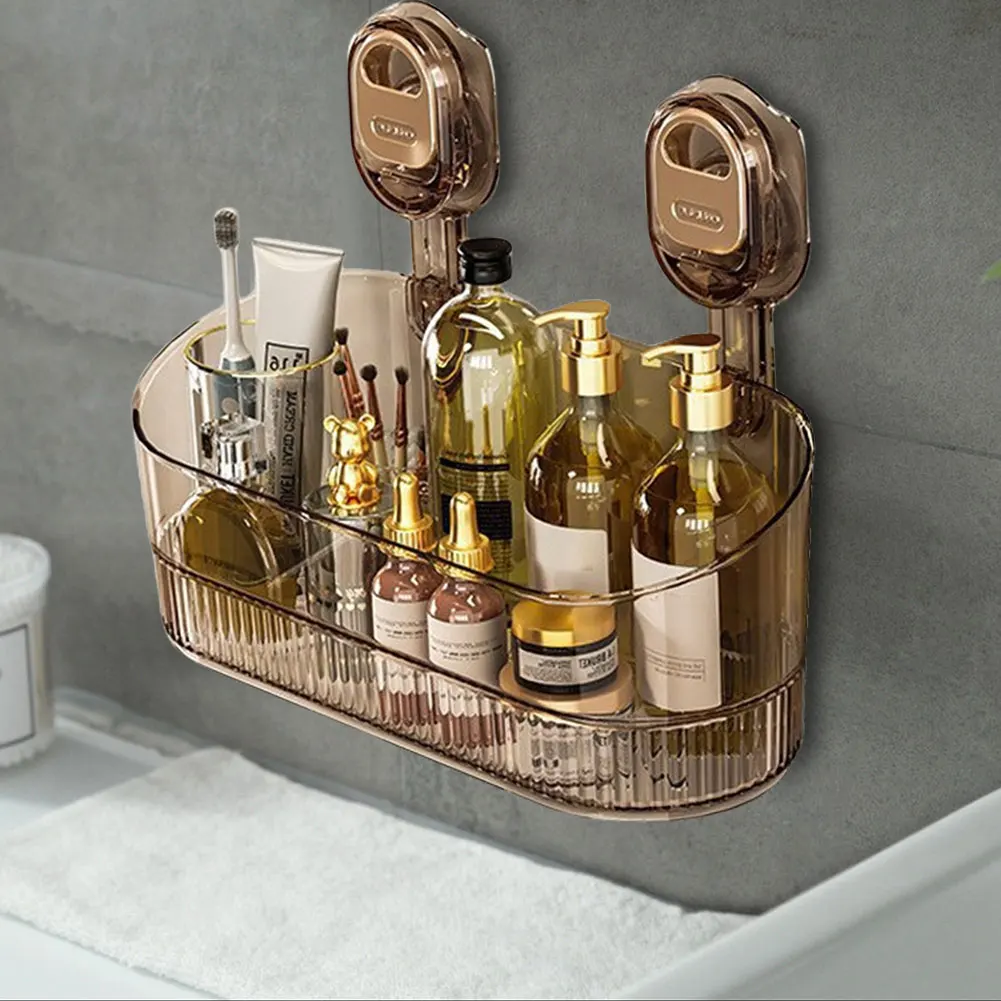 No-Drill Bathroom Suction Storage Box Large Capacity & Strong Load-Bearing Multi-Functional Suction Cup Wall-Mounted Shelf Rack