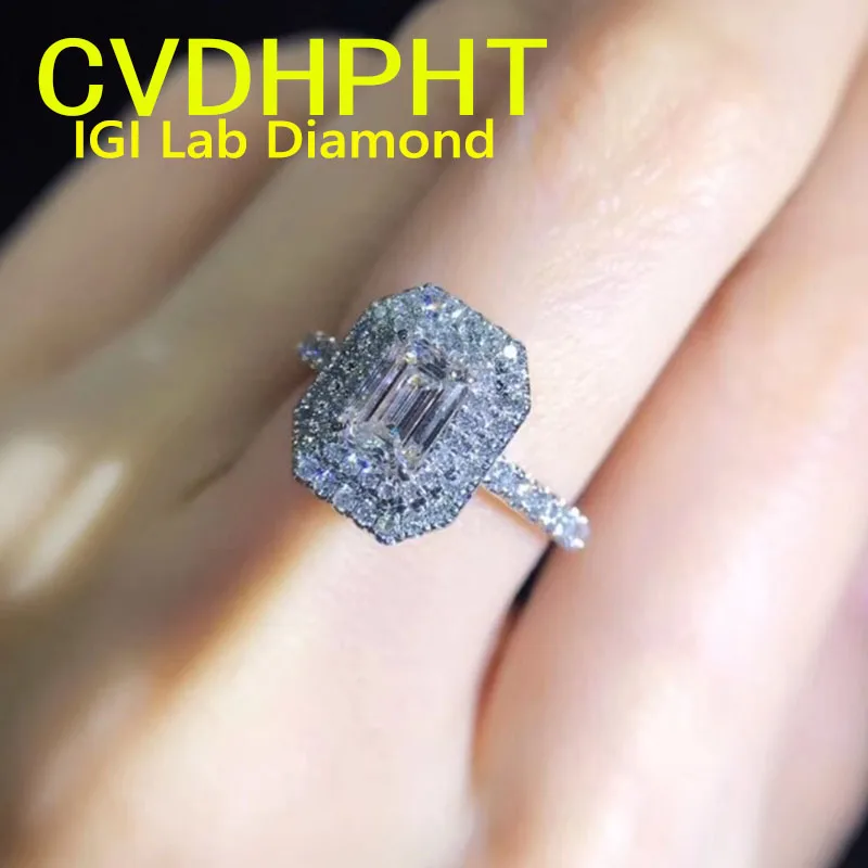 

IGI Lab Растущее кольцо с бриллиантом Изумрудная форма D Цвет 1, 2, 3 карата Твердое кольцо из белого золота 10 карат Обручальное кольцо с бриллиантом Заводские помолвки
