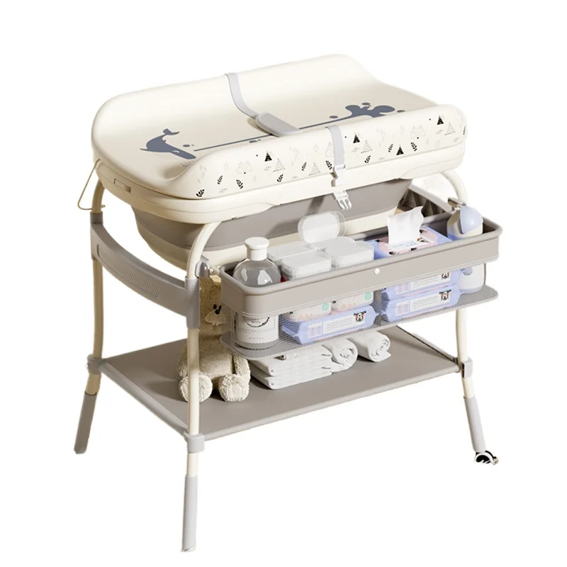 

Modern multifunctional neonatal shower foldable baby diaper changing table with storage drawers