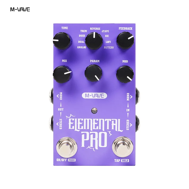 M VAVE Elemental Pro Digital Delay Guitar Effect Pedal Stereo Multiple Modes Tap Full Metal Shell For Guitar Bass
