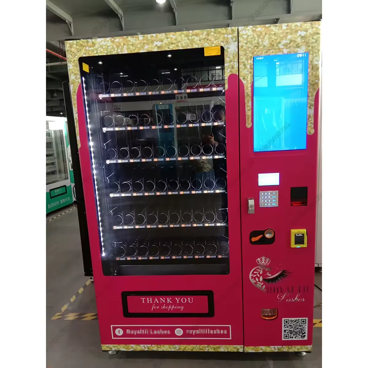 Pink Hair Lash Vending Machine Beauty Cosmetic Clothes Eyelashes Robot Vending Machines for Retail Items Hair Distributor in Usa