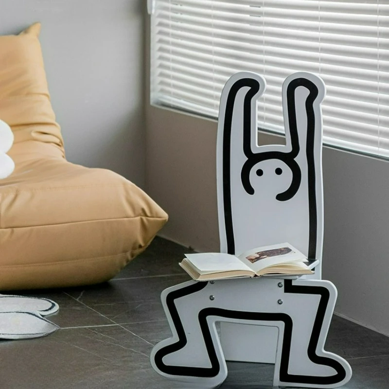 

Nordic ins humanoid chair creative Internet celebrity backrest children's study chair household cartoon wall stool