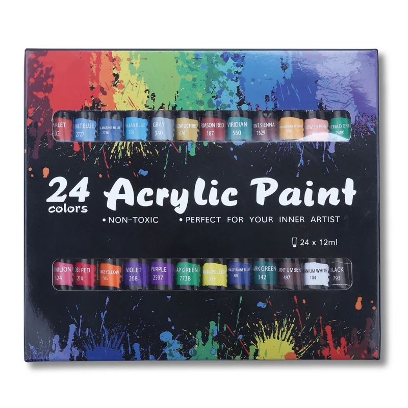 Portable Artists Painting Set 12ml x 24 Tubes for Painting on Canvas Rock