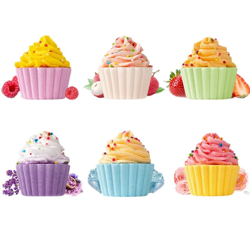 80g Cake Shaped Bath Salt Ball Bubble Bath Bombs Creamy Children's Aromatherapy Essential Oil Bath Balls
