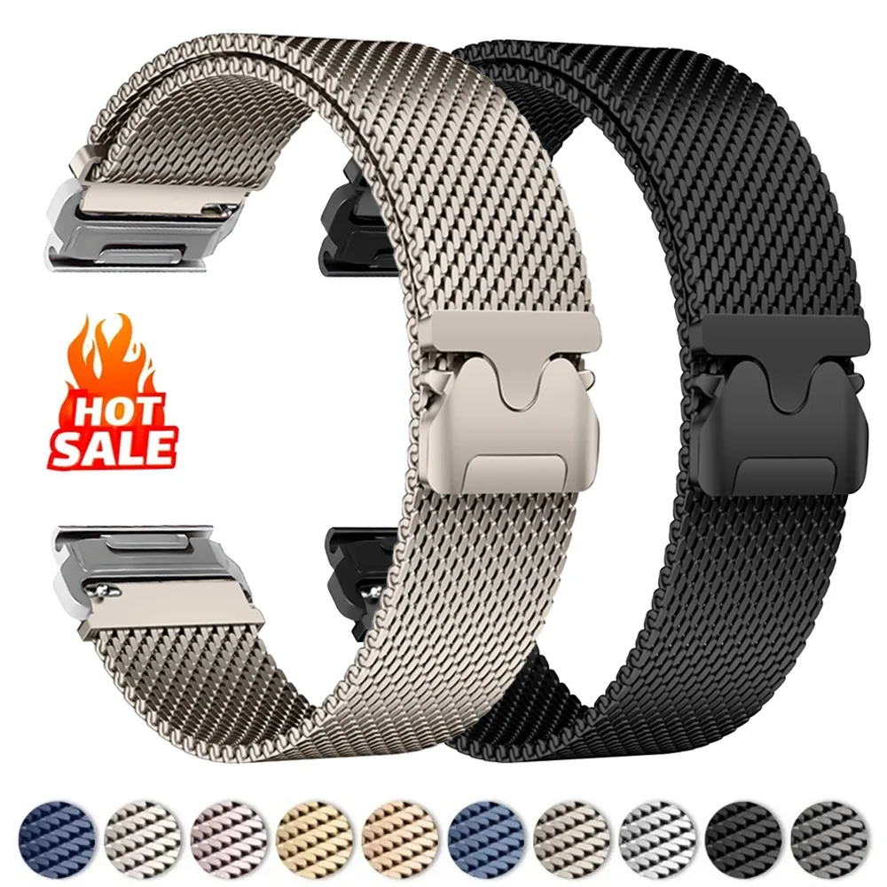 

Ремешок из нержавеющей стали для Garmin Fenix 8 7X 7Pro Fenix 6X 6 5X 5Plus Tactix 7 Forerunner 965 955 945, быстросъемный магнитный браслет