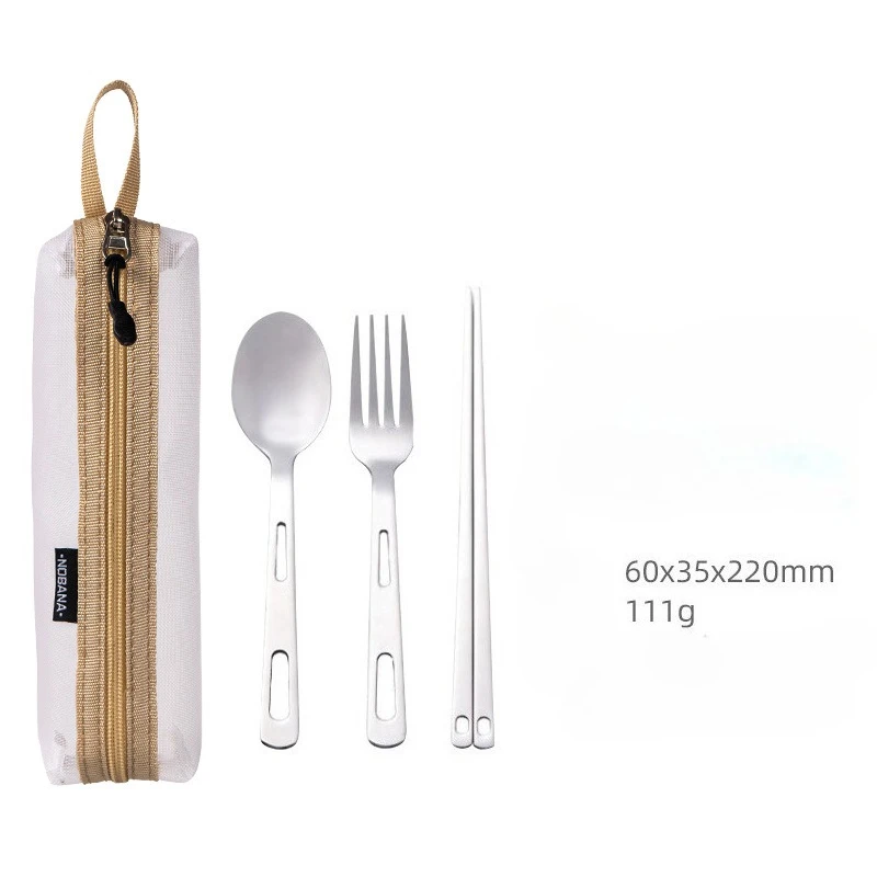 Conjunto de talheres de acampamento portátil aço inoxidável garfo colher pauzinhos utensílios de viagem ao ar livre