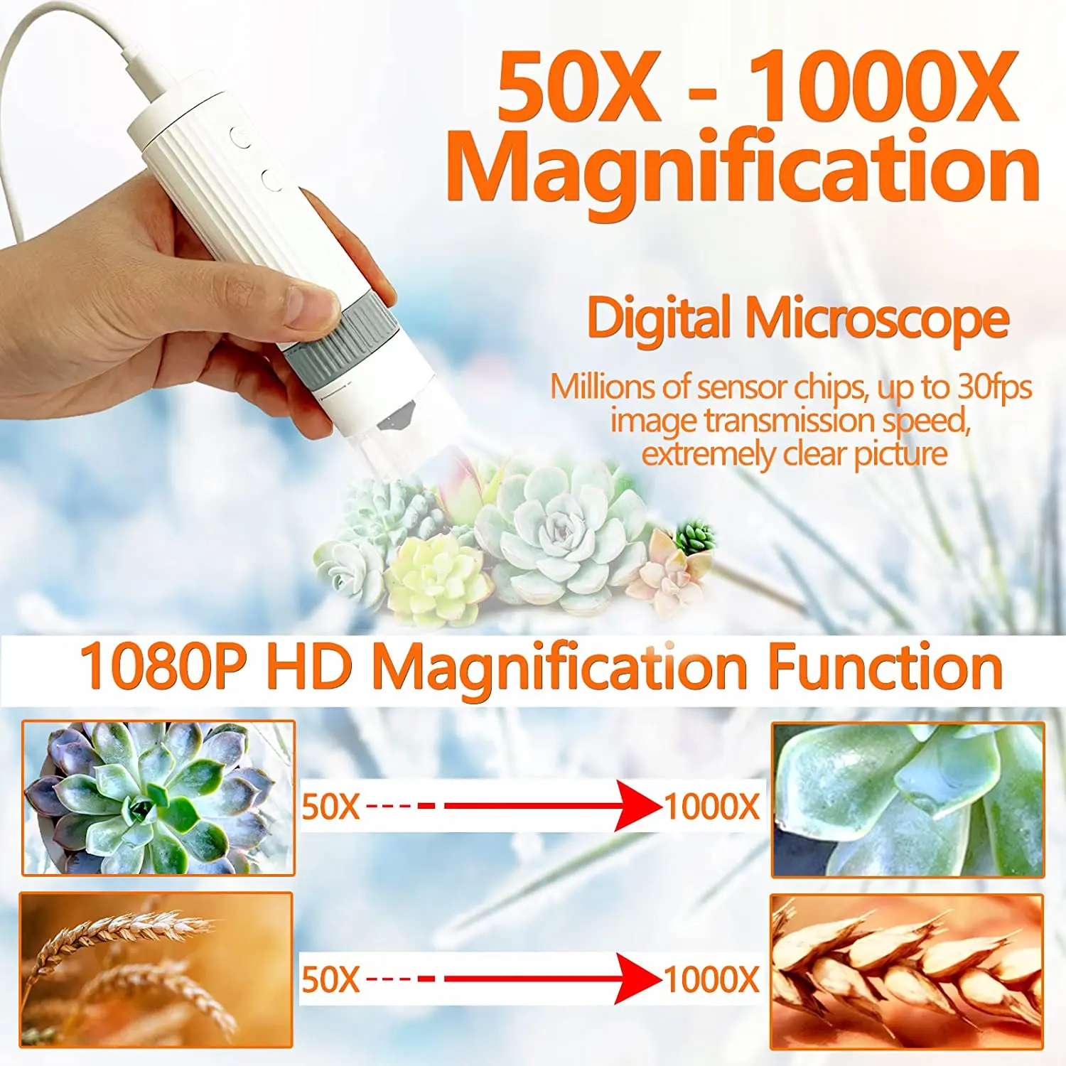 2023 microscopio digitale HD 1080P LED USB WiFi microscopio fotocamera per microscopio per telefono cellulare per strumenti di ispezione PCB per