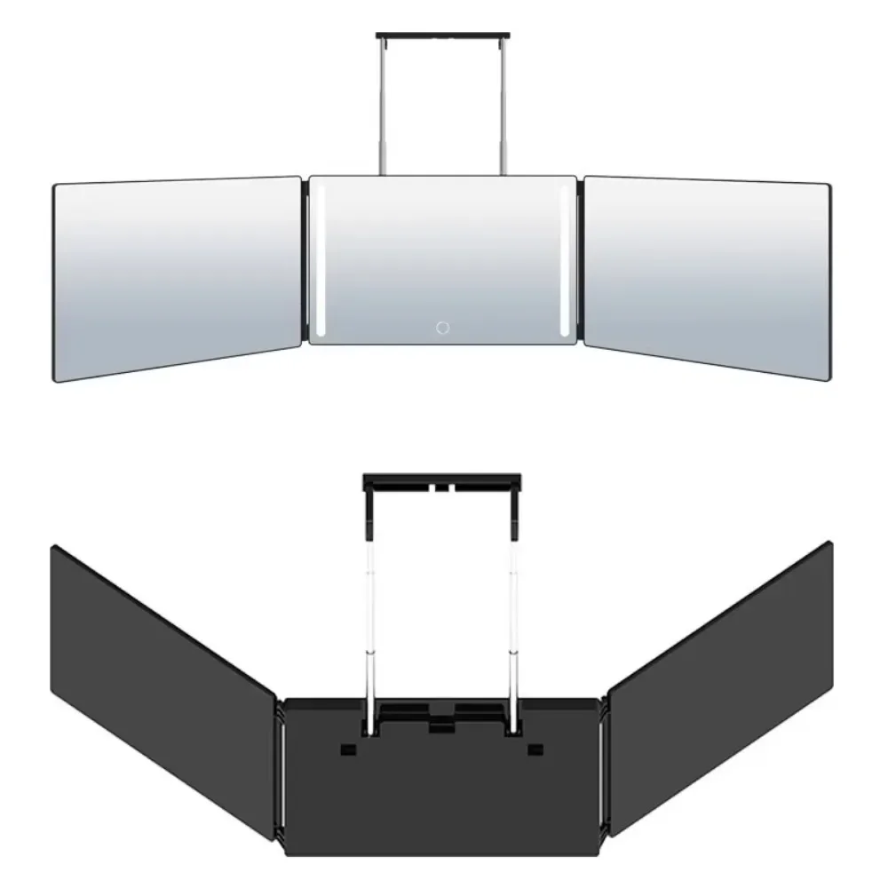 LED-spiegel Driebladige zelfkapselspiegel met licht Verstelbare hoogte 3-weg zelfkapselspiegel Hd-glas 3-weg spiegel LED-verlichting