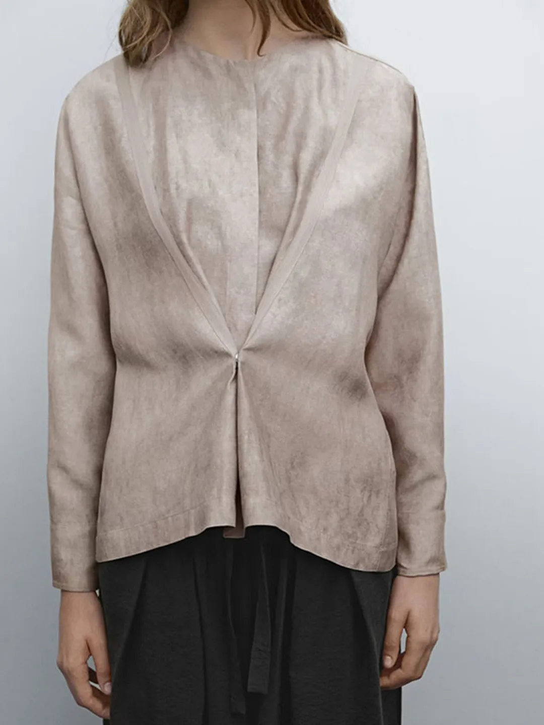 

Повседневный круглый дизайн Ne Loose Fit для женщин в глаз Коричневый матовый дизайн Весна Лето Новое поступление Простой эффект талии