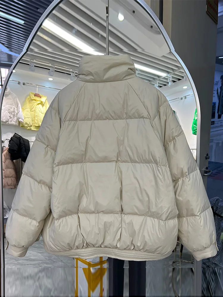 

Women Coats 2023 Puffer New 90%White Winter Duck Down Stand Collar Jacket Female Thick Warm Bread Short Parkas Outwear