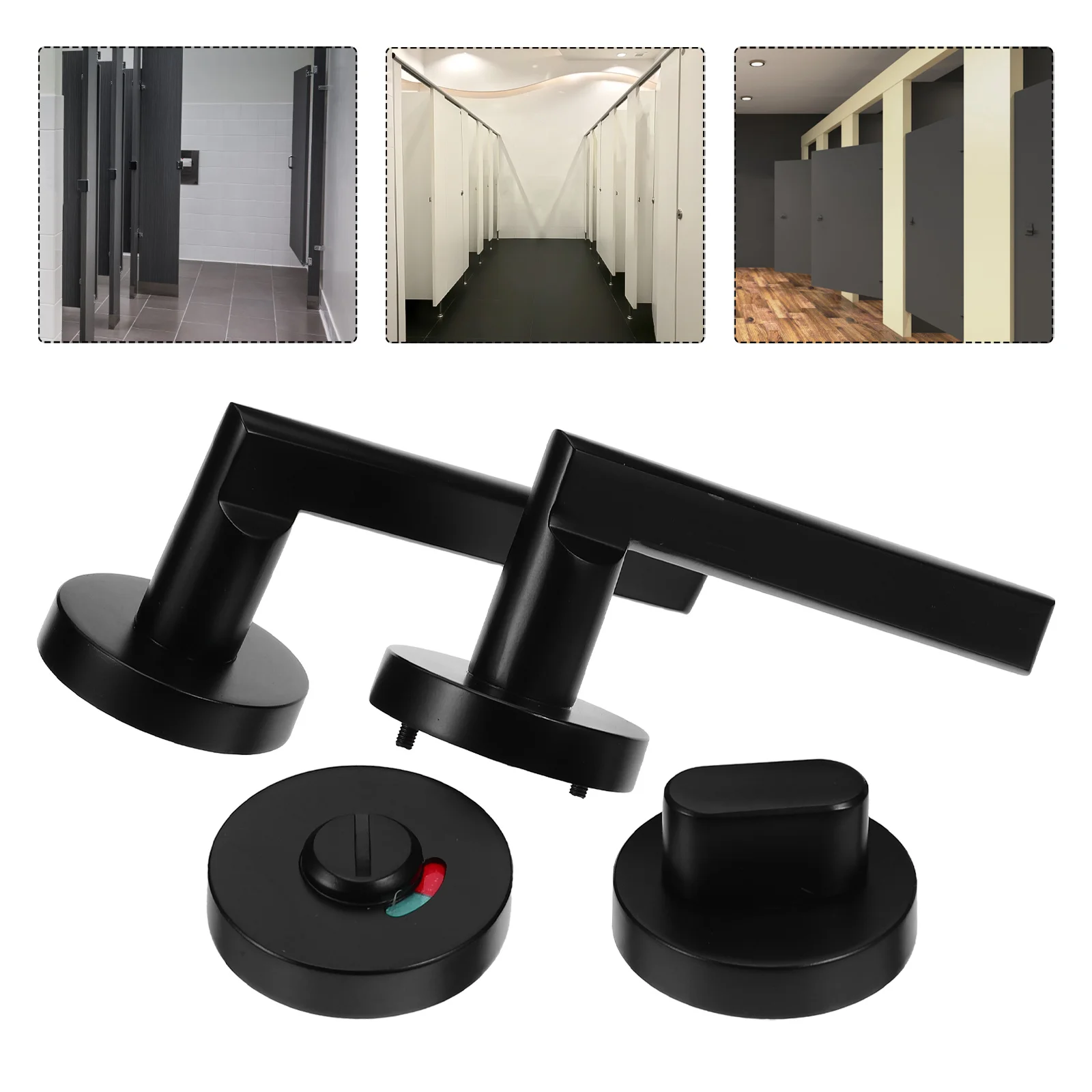 

1Set Bathroom Privacy Lock with Red Green Indicator Zinc Alloy Toilet Door Latch for Public Washroom Partition Commercial