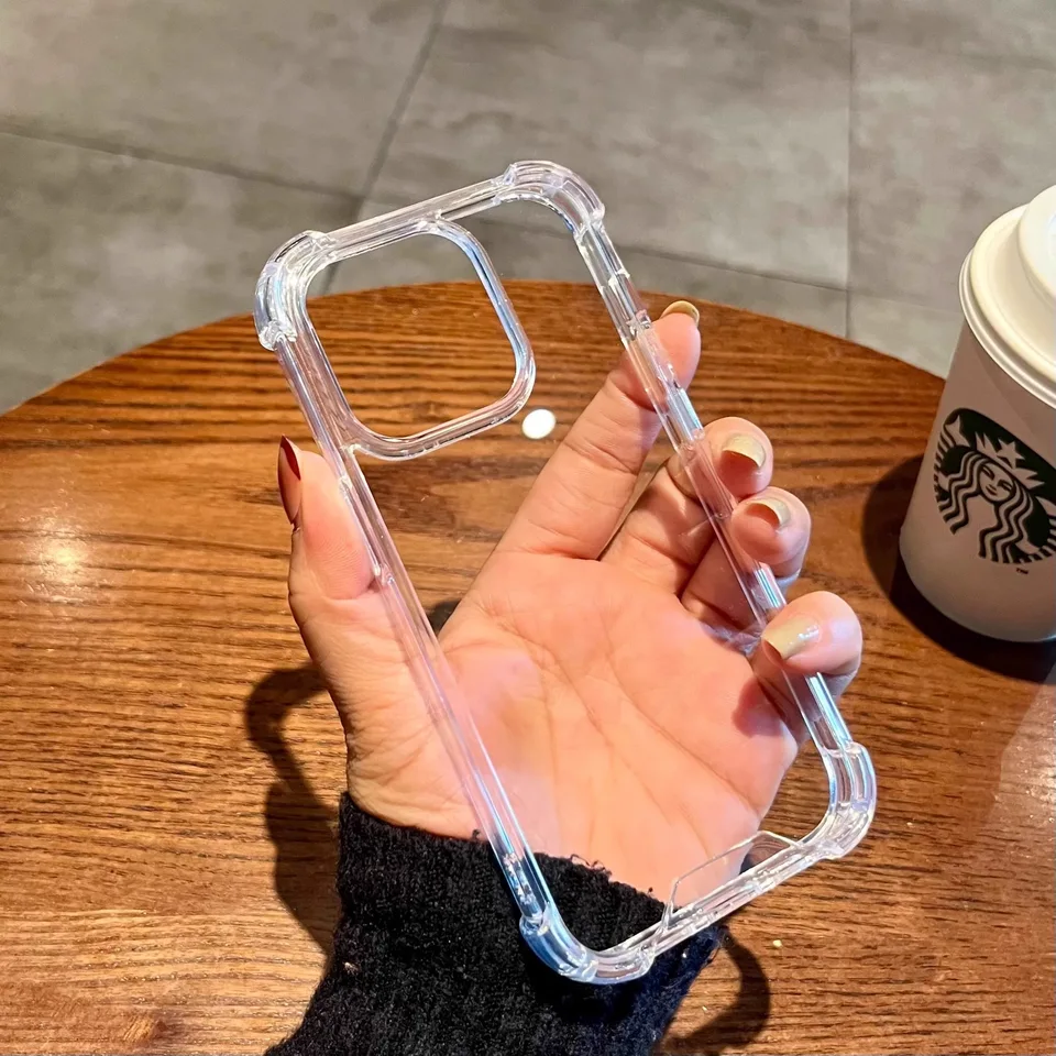 Funda transparente con airbag en cuatro esquinas anti caídas a prueba de golpes para iPhone 17 16 15 14 13 12 11 Pro Max Mini 6 7 8 Plus SE para iPhone 17 Air 4