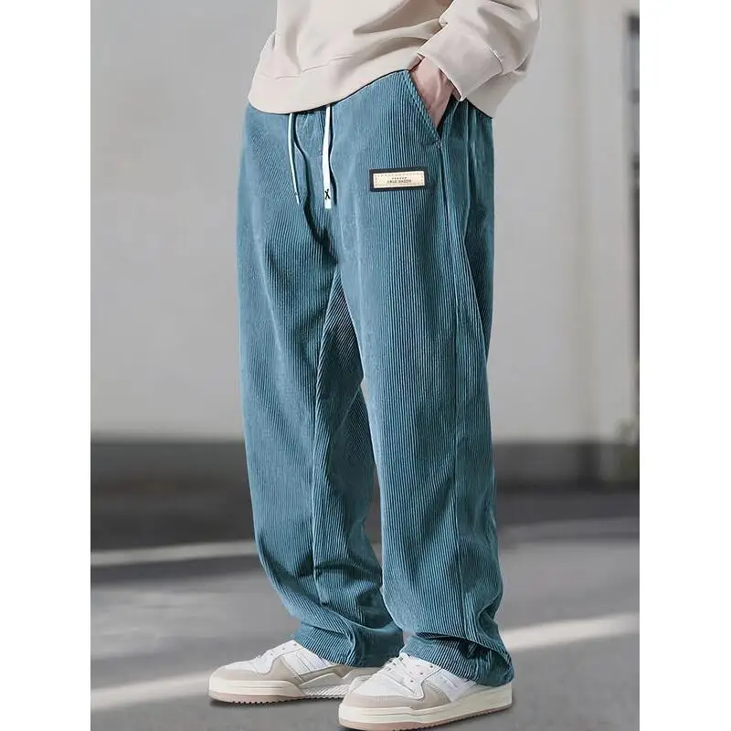 Men's Autumn Winter Corduroy Straight Tube Pants Korean Style Casual Trousers Neutral Fit for All Seasons