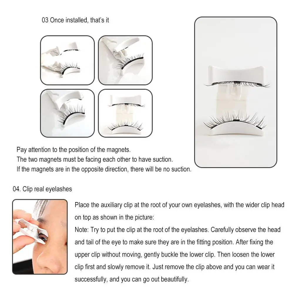 1pair Magnetic False Eyelashes with Tweezers 3D Natural Effect Reusable Lashes Strong Hold No Glue Needed Easy to Apply Makeup
