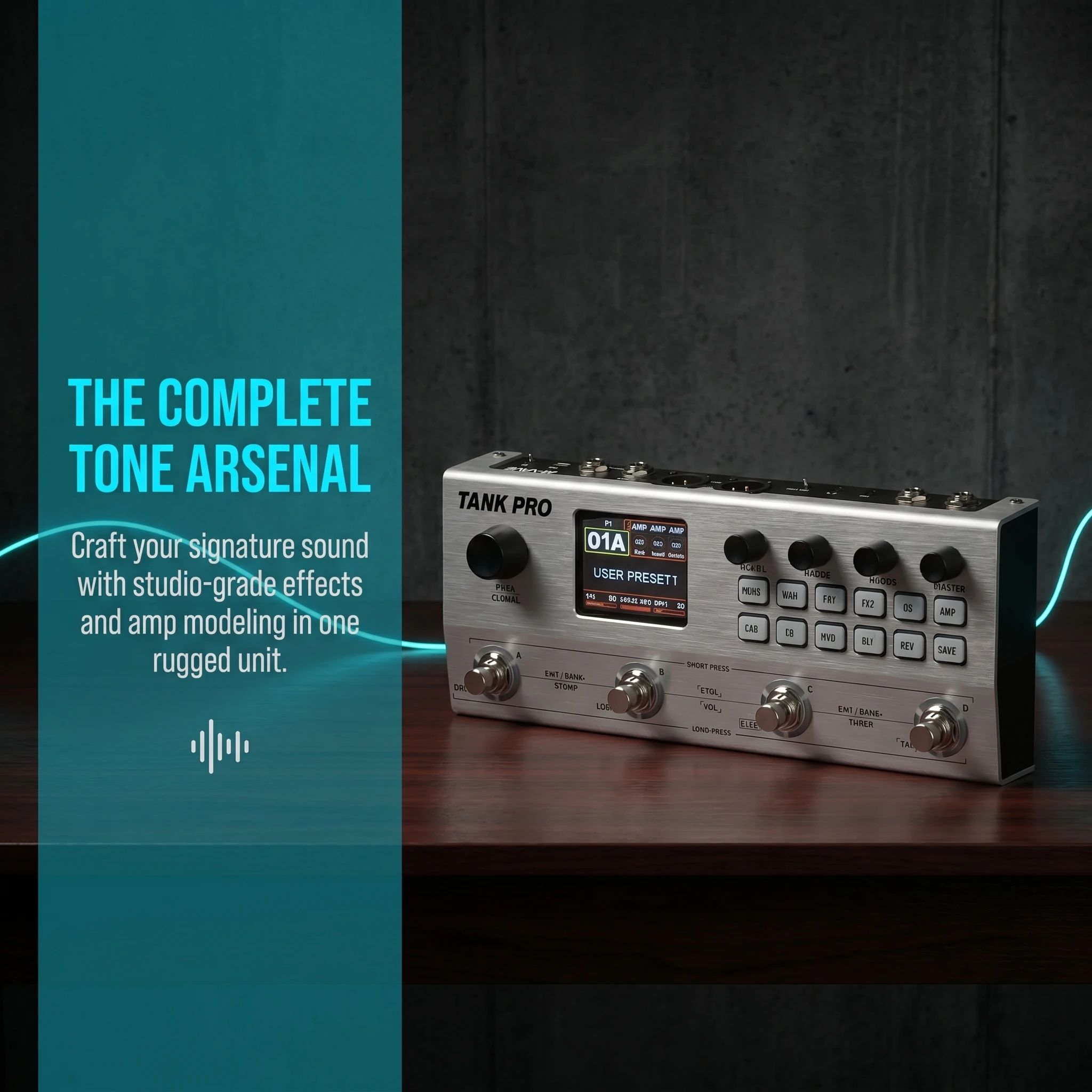 M-VAVE TANK PRO All-in-one Guitar Effects, XLR Output Connect Mixer Monitor Speaker, USB Sound Card with Built-in Tuner