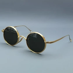 Japanese Handmade Retro Round Polarized Sunglasses for Men Outdoor UV400 Sunglass Women Ultralight Vintage Titanium Sun Glasses